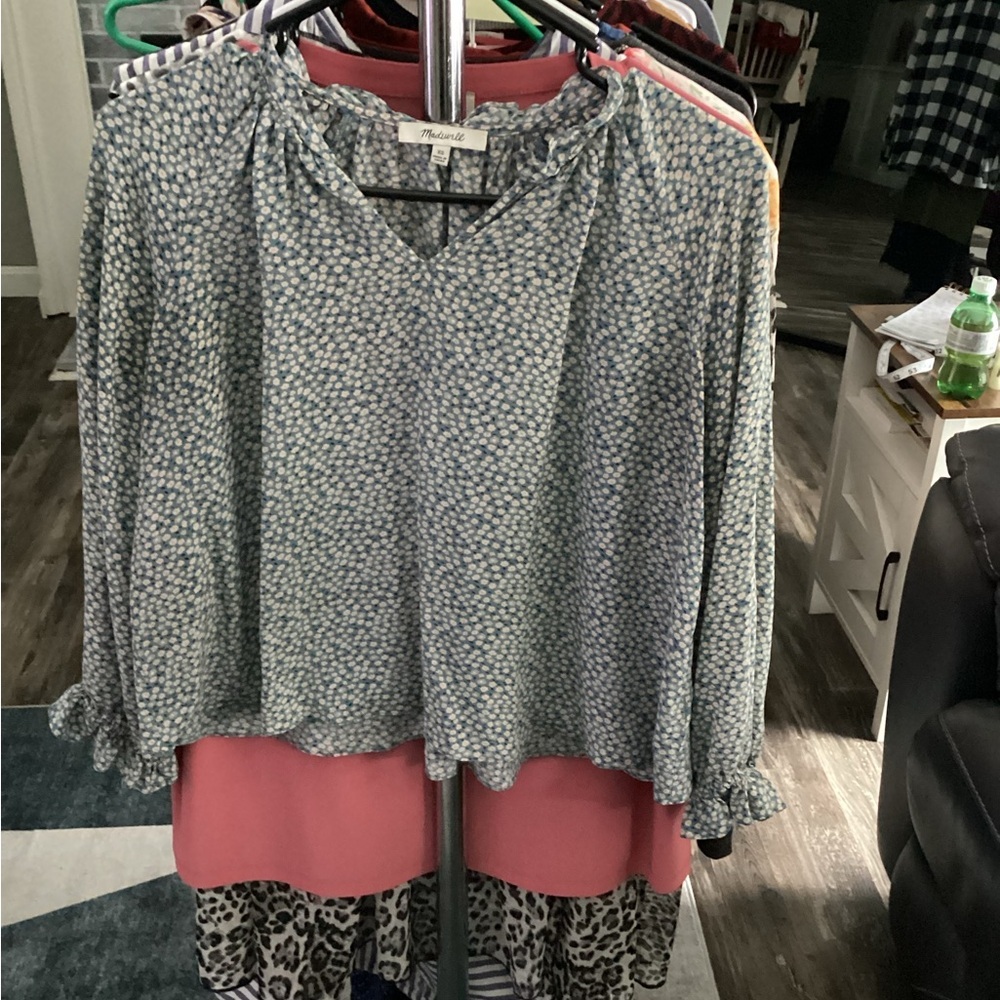 Madewell Blue Floral Blouse